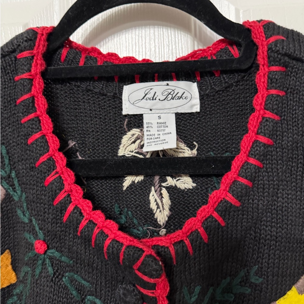 VINTAGE Jodi Blake one of a‎ kind felt animal cardigan sweater size small - Picture 2 of 7